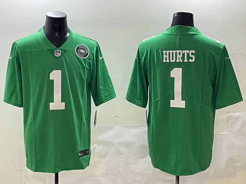 Men Philadelphia Eagles #1 Hurts Green Throwback 2025 Nike Vapor Limited NFL Jersey style 3->philadelphia eagles->NFL Jersey